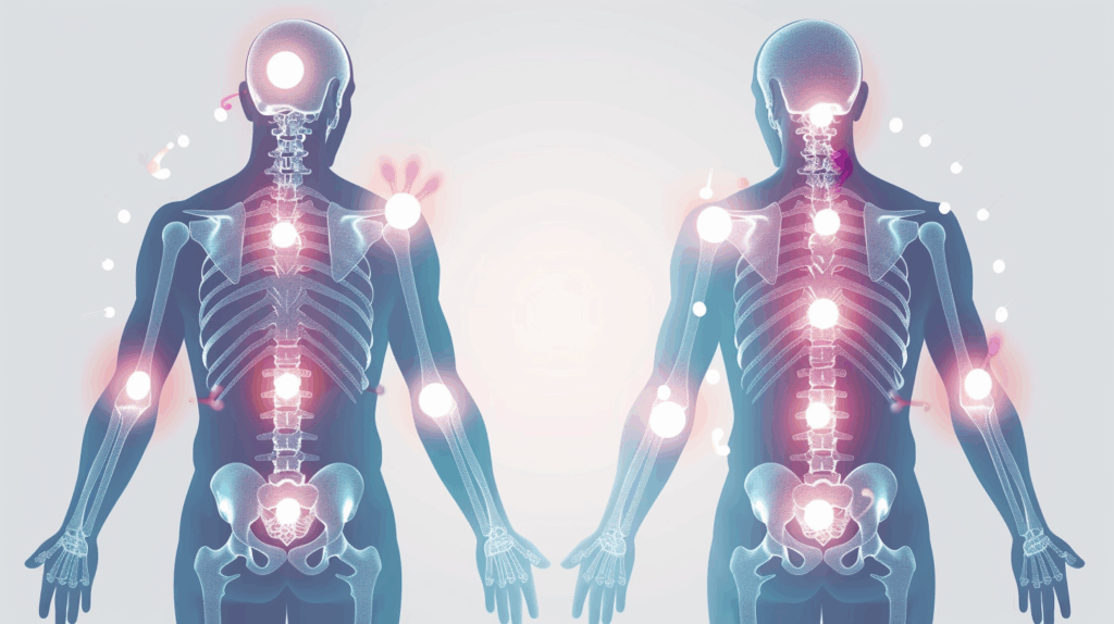 Illustration fantaisiste des points de douleurs de la fibromyalgie