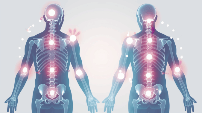 Illustration fantaisiste des points de douleurs de la fibromyalgie